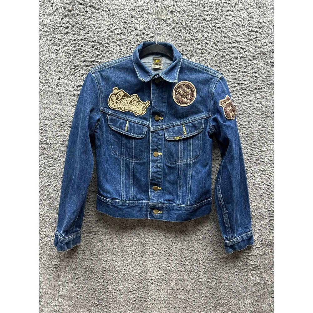 Vintage Lee Riders 80's Patched Collared Long Sleeve Denim Jacket Womens Size 16
